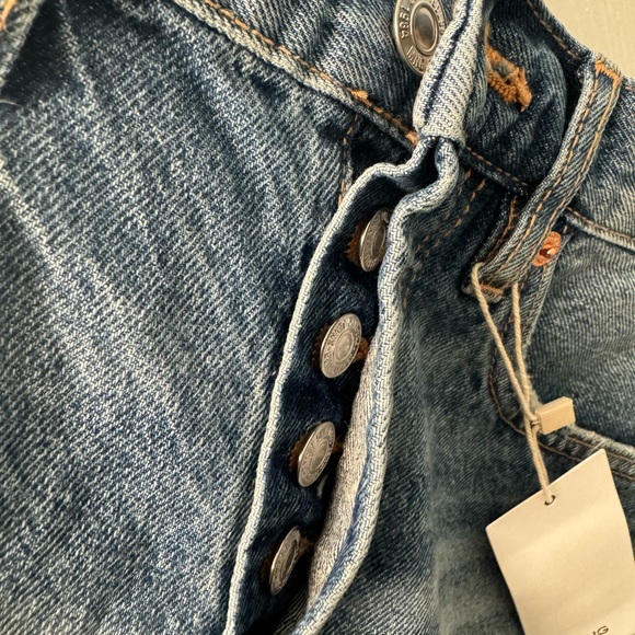 MANGO | Women's Blue Distressed Hailey Frayed Mid rise Denim Shorts - Size 1 - Picture 7 of 14